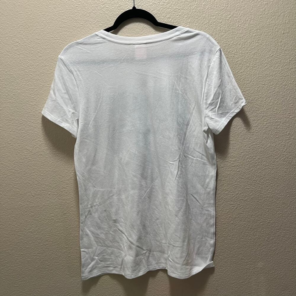 Victoria's Secret PINK Originals White Sparkle Heart Short Sleeve T-Shirt Size M - Picture 7 of 7